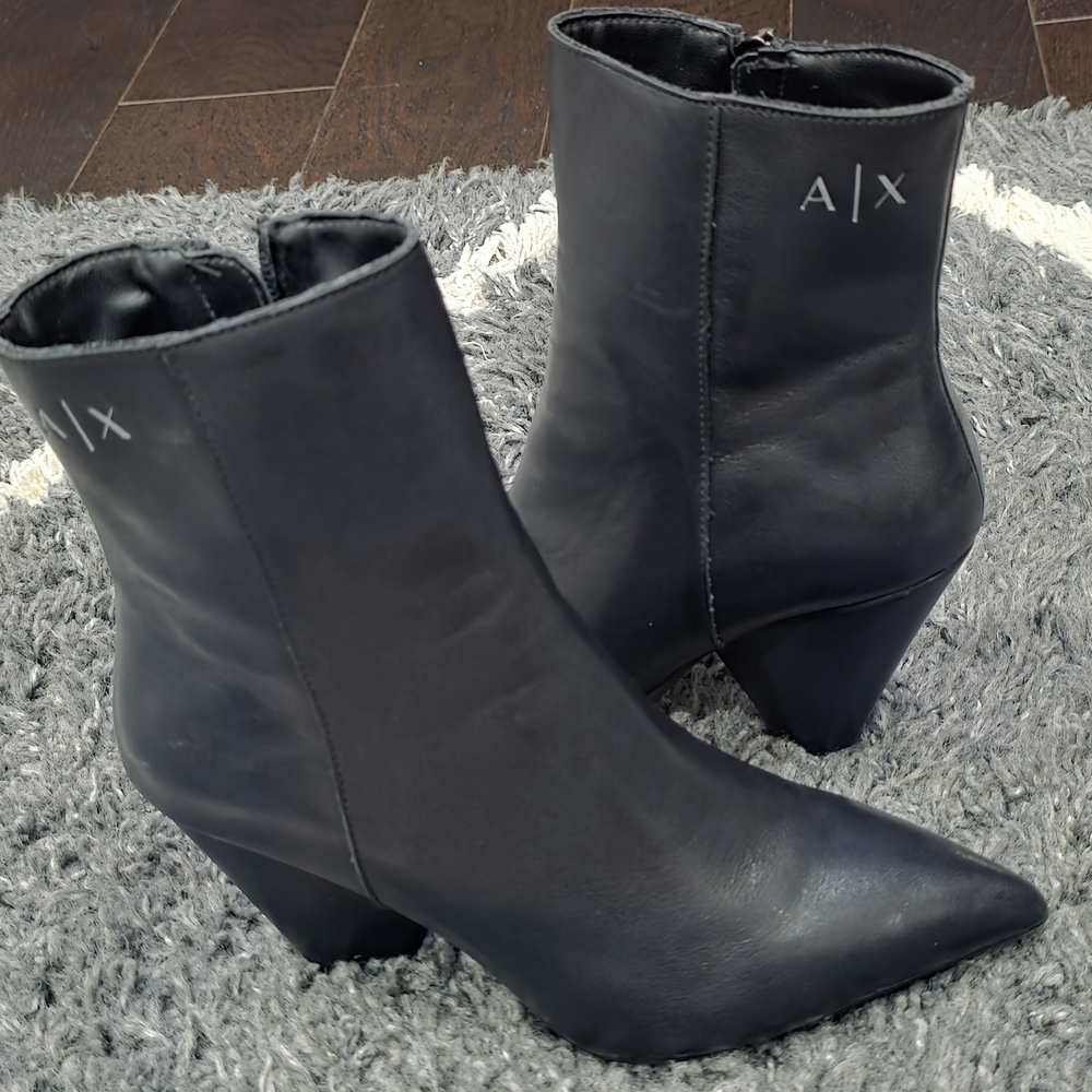 Armani Exchange Black Pointed Toe Boots Size 7
